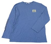 Modré tričko s výšivkou a korytnačkou Mango
