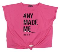 Fuchsiové tričko s nápisom DKNY