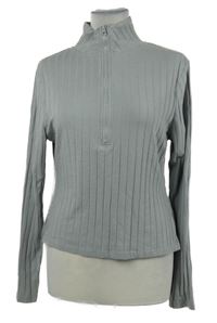 Dámske sivé rebrované tričko s rolákom Primark