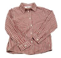Tehlovo-biela kockovaná košeľa H&M