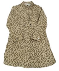 Béžové riflové propínací šaty s loapardím vzorem Zara