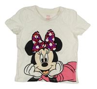 Bílé tričko s Minnie a flitry Disney