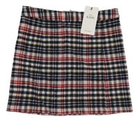 Nové - Světlerůžovo-tmavomodro-vínová kostkovaná sukně M&S