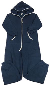 Tmavomodrá tepláková kombinéza s kapucí 