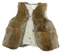 Hnedo-sivá kožušinová vesta