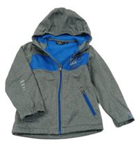 Šedo-modrá softshellová bunda s číslem a kapucí Crane