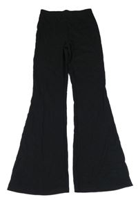 Černé žebrované flare kalhoty H&M