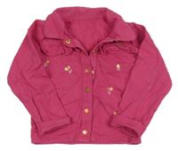 Fuchsiová riflová bunda s kytičkami Nutmeg