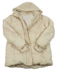 Světlebéžová šusťáková zimní bunda s kapucí Primark