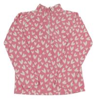 Ružovo-biela fleecová funkčná mikina so srdiečkami Mountain Warehouse