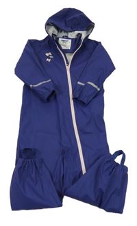 Nové - Tmavomodrá voděodolná kombinéza s motýly a kapucí Lupilu