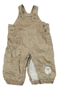 Béžové plátěno/manšestrové laclové podšité kalhoty s nášivkou