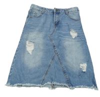 Modrá riflová sukně s prošoupáním 