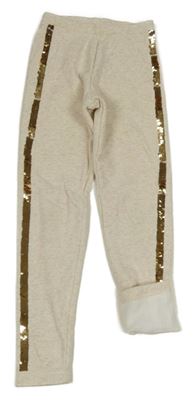 Béžové melírované zateplené legíny s flitry C&A