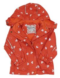 Červená šušťáková jarná bunda so srdiečkami a kapucňou TCM