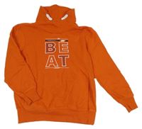 Oranžová mikina s nápisom a komínovým golierom Yigga