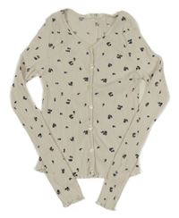 Smotanové rebrované prepínaci crop tričko s kvietkami H&M