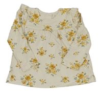 Smetanovo-okrové květované triko C&A