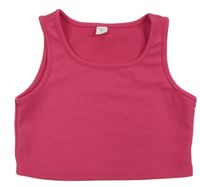 Fuchsiový rebrovaný crop top Shein
