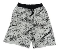 Bílo-černé skvrnité teplákové kraťasy H&M
