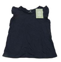 Nové - Tmavomodré tričko s volánikmi H&M