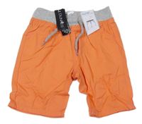 Nové - Oranžové plátěné kraťasy s úpletovým pasem Dunnes