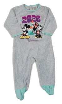 Šedý sametový overal s Mickeym a Minnie Disney