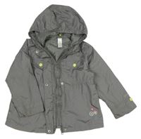 Sivá šušťáková parka s výšivkou a kapucňou Carter's