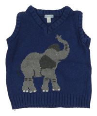 Tmavomodrá pletená vesta so slonem zn.. Jojo Maman Bébé