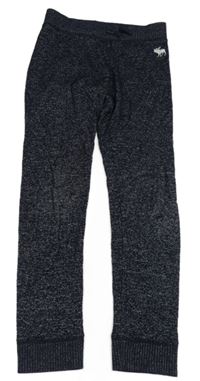 Tmavomodré melírované pletené kalhoty s logem Abercrombie&Fitch