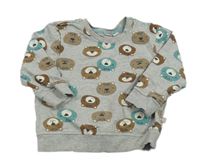 Sivá melírovaná mikina s medvedíkmi