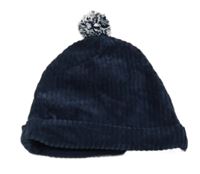 Tmavomodrá zamatová rebrovaná podšitá čapica C&A