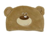 Béžová chlpatá čapica s medvedíkom