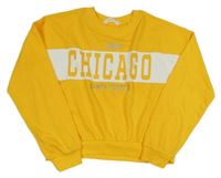 Okrová crop mikina s nápisom H&M