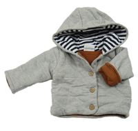 Šedý bavlněný zateplený kabátek s kapucí Topolino