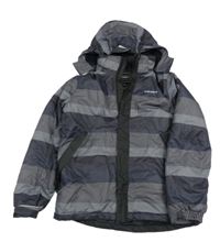Čierno-sivá pruhovaná šušťáková zimná bunda s kapucňou IcePeak