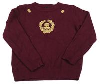 Vínový rebrovaný sveter s výšivkou Sun´s House