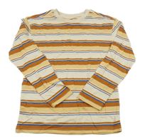 Béžovo-hnědo-modré pruhované triko H&M