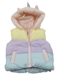 Barevná pruhovaná šusťáková zateplená vesta s kapucí Primark