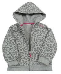 Šedá vzorovaná propínací zateplená mikina s kapucí Cool Club