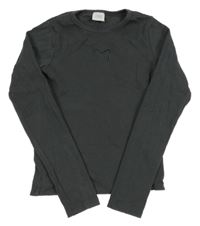 Tmavosivé rebrované tričko s motýlkom Zara