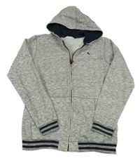 Šedá melírovaná propínací mikina s kapucí H&M