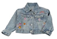 Světlemodrá riflová bunda s kytičkami a duhou Nutmeg