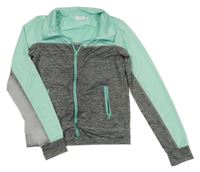 Sivo-svetlozelená prepínaci mikina s golierikom Inside