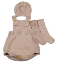 3set - Světlerůžové pletené laclové kraťasy + čepice + ponožky 