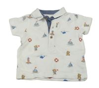 Bílé polo tričko s medvídky Nutmeg