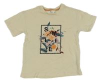 Smotanové tričko s kvetmi H&M