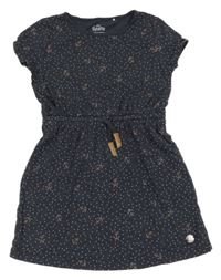 Tmavomodré bodkované bavlnené šaty s kotvami Topolino