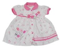 Nové - 2set - Bílo-růžová šatová květovaná tunika + čelenka Baby C