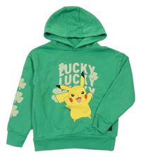 Zelená mikina s Pikachu a kapucňou